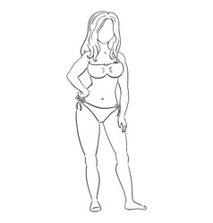 Beautiful Girl In A Bathing Suit Outline Contour