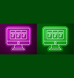 Glowing Neon Line Online Slot Machine With Lucky