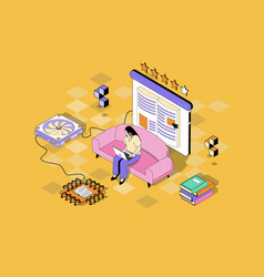 Online Reading Concept In 3d Isometric Design