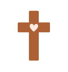 Cross With Heart Icon Easter Symbol Religious