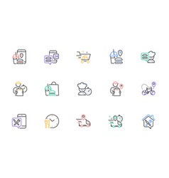 Food Delivery Line Icons Courier