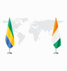 Gabon And Ivory Coast Flags For Official Meeting