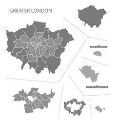 Greater London England Map Grey