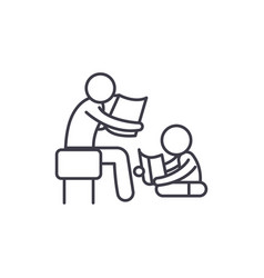 Parent Reading A Story To Child Line Icon