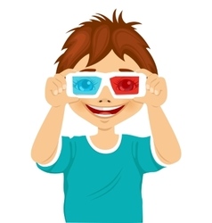 Smiling Little Boy Trying On 3d Glasses