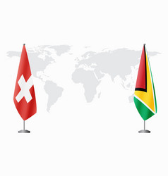 Switzerland And Guyana Flags For Official Meeting