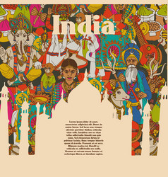 India Cultural Symbols Patterns Poster