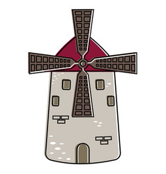 Windmill In Cartoon Style Isolated