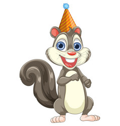 Cartoon Squirrel Celebrating With A Colorful Hat