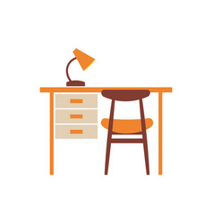 Desk With Lamp And Chair Furniture Icon