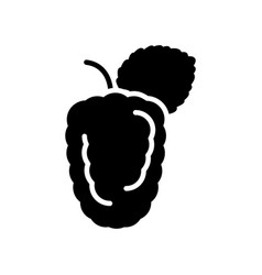 Mulberry Fruit With Leaves Glyph Icon