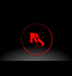 Red Rs Serif Letter Logo Design With Creative