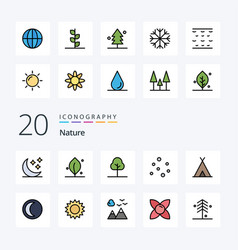 20 Nature Line Filled Color Icon Pack Like Moon