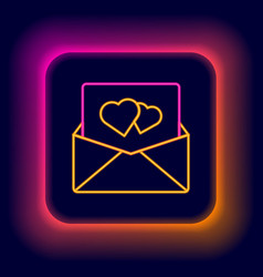 Glowing Neon Line Envelope With Valentine Heart