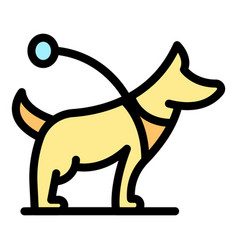 Leash Dog Walk Icon Flat