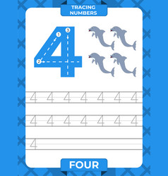 Number 4 Trace Worksheet For Learning Numbers Ki