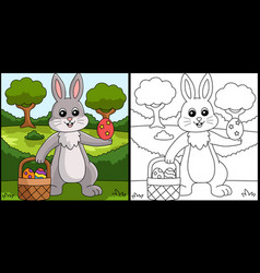 Rabbit Holding Easter Basket Coloring