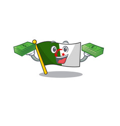 With Money Bag Flag Algeria In Character Shape