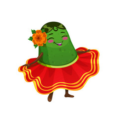 Cartoon Mexican Avocado Dancing Woman Character