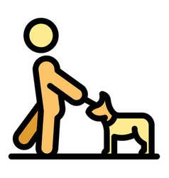 Man Dog Walk Icon Flat