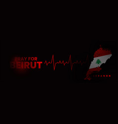 Pray For Beirut Lebanon Heart Beat Map In Dark