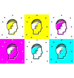 Set Hairstyle For Men Icon Isolated On Color