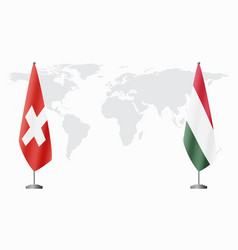 Switzerland And Hungary Flags For Official Meeting