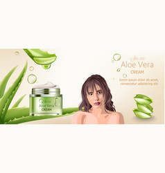 Aloe Vera Cream For Skin Care Bare Brunette Woman