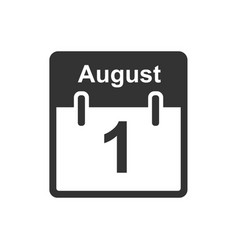 August 1 Calendar Icon Flat