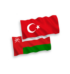 Flags Of Turkey And Sultanate Of Oman On A White