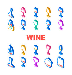 Glass Wine Red Wineglass Drink Icons Set