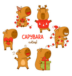 Collection Christmas Holiday Cute Capybaras