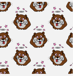 Cute Funny Dizzy Face Otter Seamless Pattern