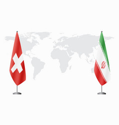 Switzerland And Iran Flags For Official Meeting