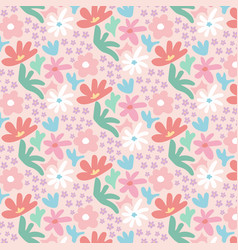 Cute Floral Seamless Pattern With Hand Drawn