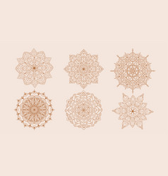 Hand Drawn Set Of Beige Mandala With Floral