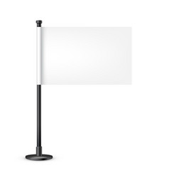 Realistic Table Flag On A Steel Pole Blank White