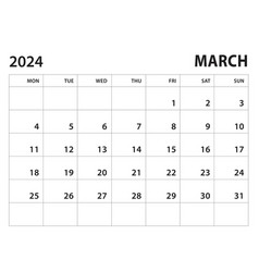 Calendar 2024 Template - March On White