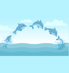 Dolphin Jump Out Of Water Cartoon Marine