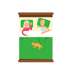 Elderly Family Couple Sleeping On Bed