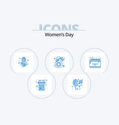 Womens Day Blue Icon Pack 5 Icon Design Woman