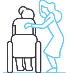 Disabled People Help Line Icon Outline Symbol