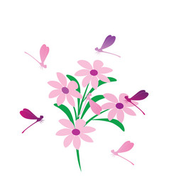 Dragonflies And Flowers Template