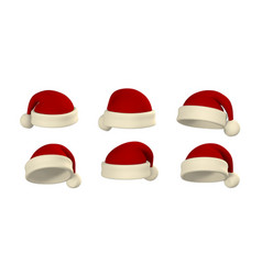 Realistic Set Of Red Santa Claus Hat Gradient