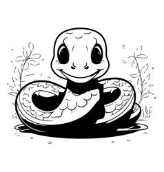 Cute Snake In The Pond Black And White