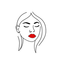 Elegant Lady Face Logo Design Red Lips