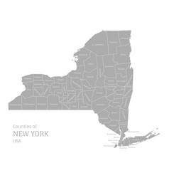 Highly Detailed Gray Map Of New York With County