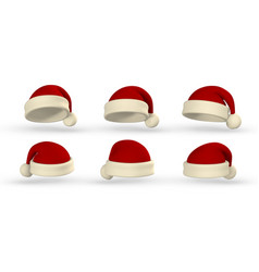 Realistic Set Of Red Santa Claus Hat Gradient