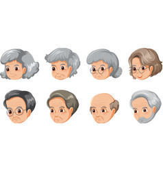 Set Of Many Elderly Faces