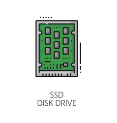 Ssd Disk Drive Hardware Line Color Icon Or Sign